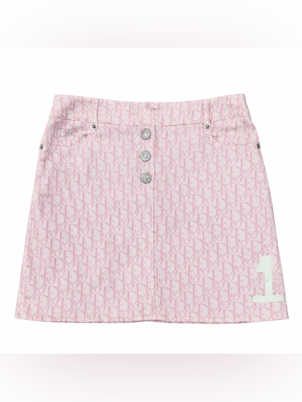 Dior Pink Monogram Mini Skirt with White Number Patch
